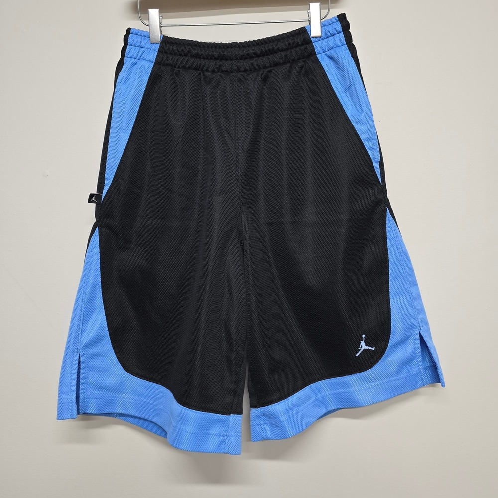 Jordan Basketball Shorts Mens Medium Black Blue Mesh Athletic Gorpcore